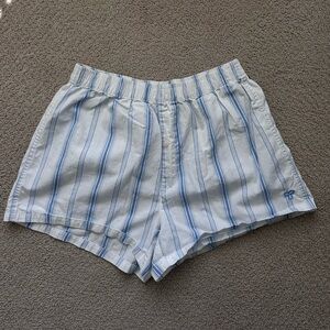 Aritzia TNA blue and white striped boxer shorts